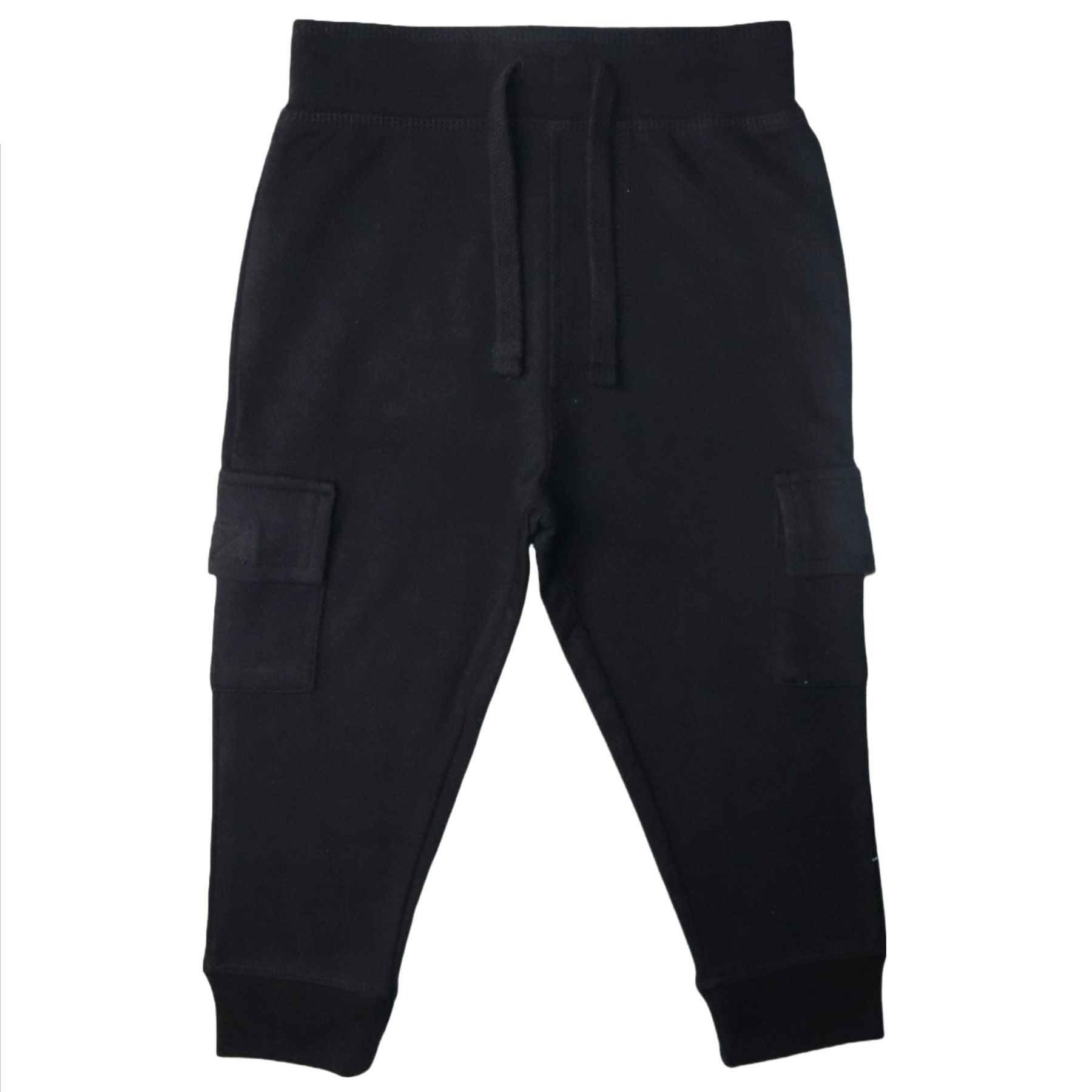 Kids Solid Pocket Joggers – Black