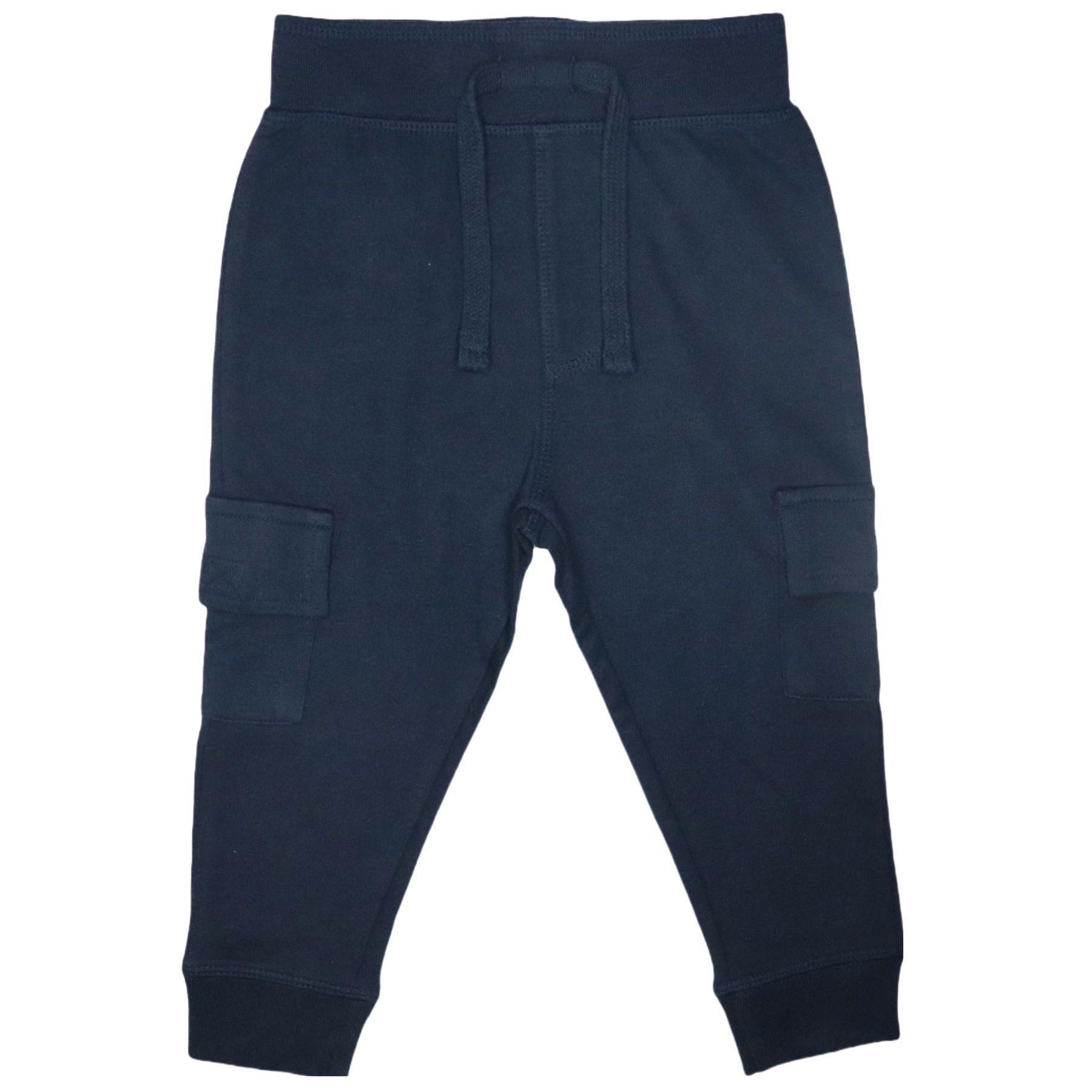 Kids Solid Pocket Joggers – Navy