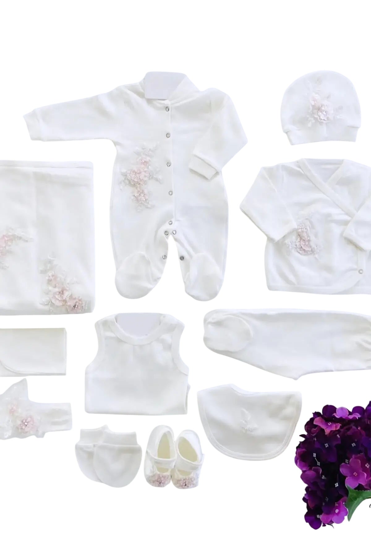 Floral Newborn Baby Girl Coming Home Set (11 Pcs)