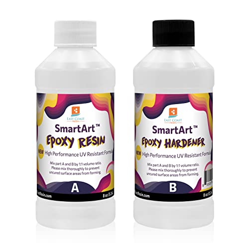 SmartArt Epoxy Resin 16 oz Kit | Easy to Use, Crystal Clear, Super Glossy, Durable, UV Resistant | for Arts & Crafts, Jewelry, Tabletops, Casting