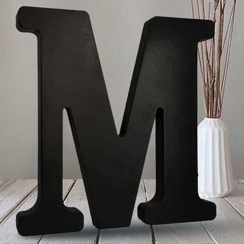 AOCEAN 10 inch Black Wood Letters Unfinished Wood Letters for Halloween Decorative Standing Letters Slices Sign Board Decoration for Craft Home Party