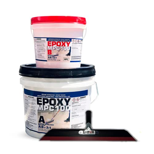 Clear Epoxy Resin Coating for Floors & Counter Tops, 100% Solids, Self Leveling – 3 Gallon Kit + Latux Squeegee