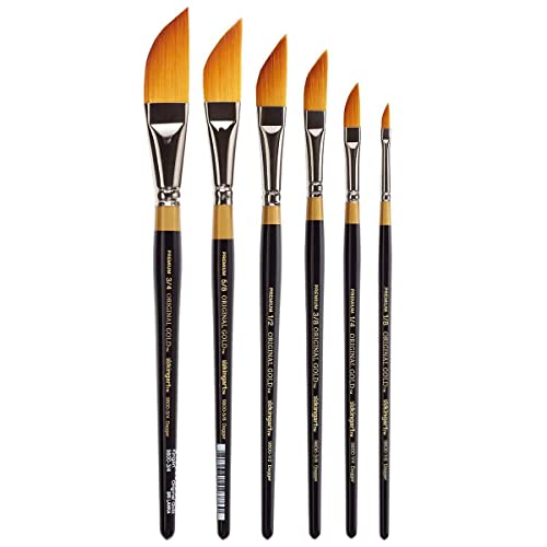 KINGART Original Gold 9800 Dagger Striper Brush Set Premium Golden Taklon Multimedia Artist Brushes, Painting Tools for Oil, Acrylic, Watercolor and