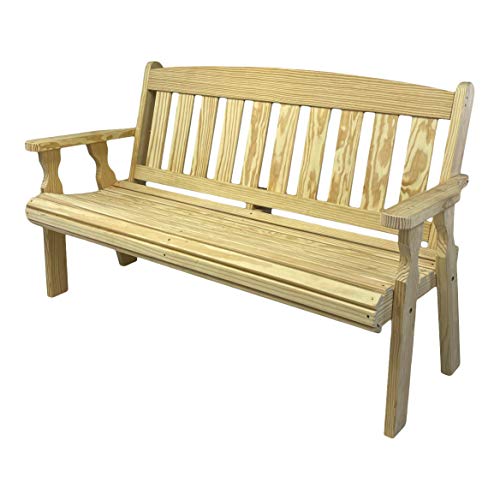 Amish Casual 4-Foot Heavy Duty Mission Garden Bench – Unfinished, 800 lb Capacity