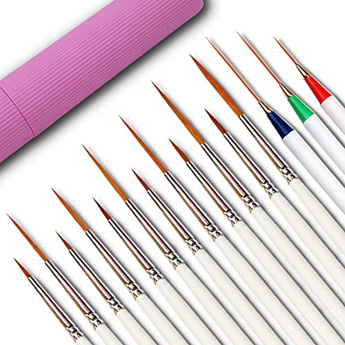 Afantti 15 Pcs Paintbrushes, Detail Fine Paint Brushes Micro Mini Tiny Artist Paintbrush Set | Ultra Fine Point Tip | for Miniature Acrylic Script