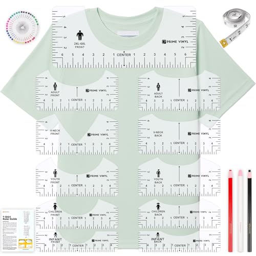 Tshirt Ruler Guide for Vinyl Alignment for 17pcs, Tshirt Ruler for Cricut Heat Press HTV Vinyl Center Designs, Tshirt Rulers for Craft Sewing