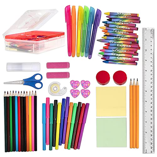 Kraftic Art Kit Coloring Set for Kids, Complete Back to School Art Supplies Kit, Art Box Organizer, Drawing Supplies Art Case with Removable Tray for