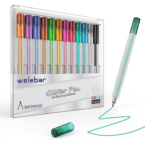 Welebar 12 Pack Glitter Gel Pens for Cricut Joy/Xtra, 0.8 Tip Glitter Medium Point Pen for Writing Drawing, Compatible with Cricut Joy Machine