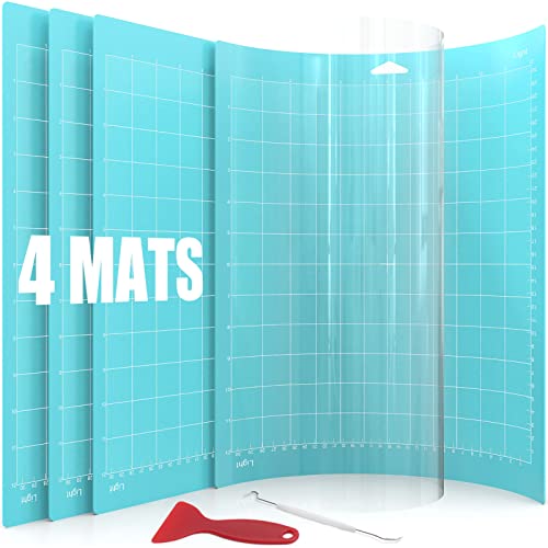 Lzerking Cutting Mat for Cricut 4 Pack Accessories and Supplies Light Replacement Blue Cut Pads Cricket Cards for Cutting Machine Maker/Maker