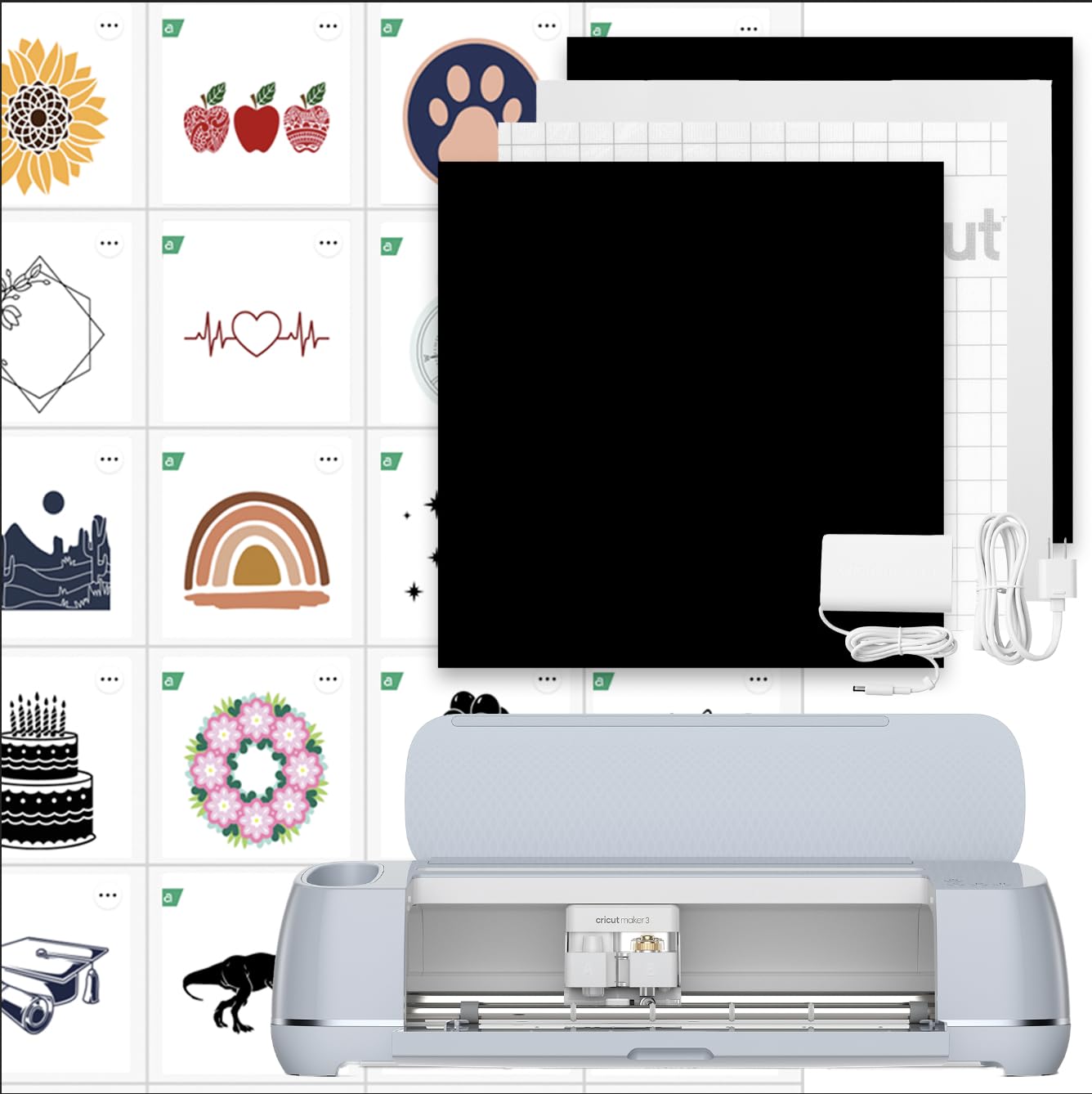 Cricut Maker 3 & Digital Content Library Bundle – Includes 30 images in Design Space App – Smart Cutting Machine, 2X Faster & 10X Cutting Force, Cuts