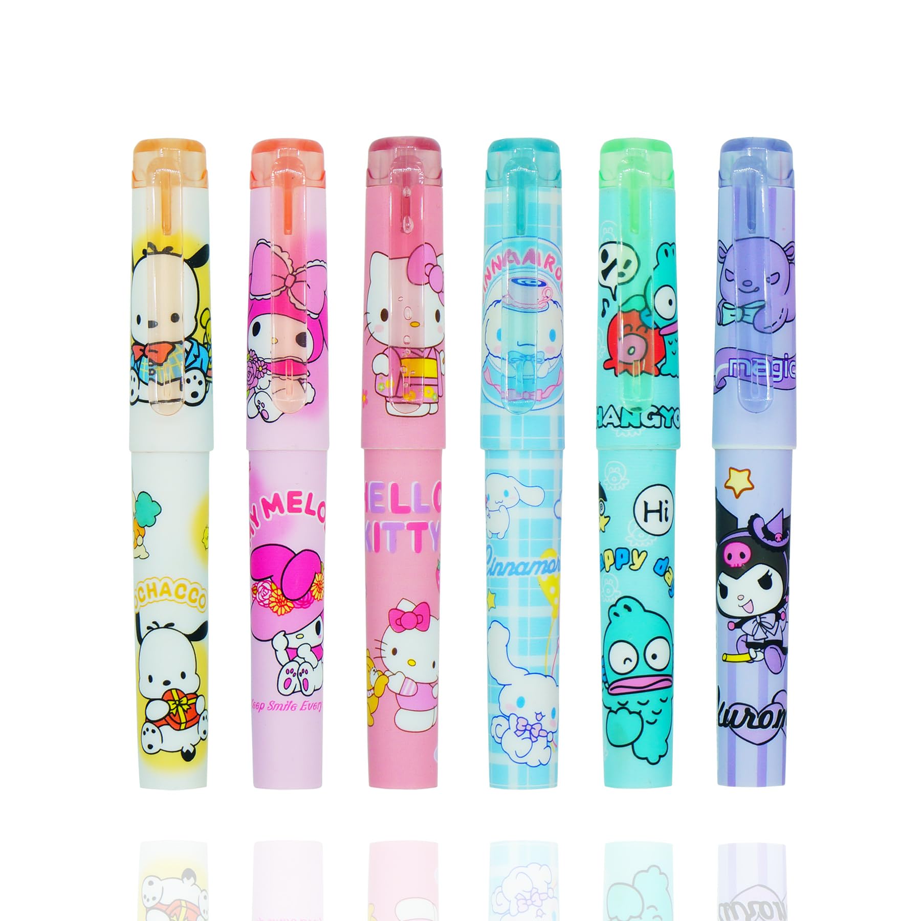 FourFine 6pcs Cute Highlighter Markers Pastel Colors Quick Dry Write Smoothly Cartoon Drawing Pens For Writing Graffiti School Office Supplies