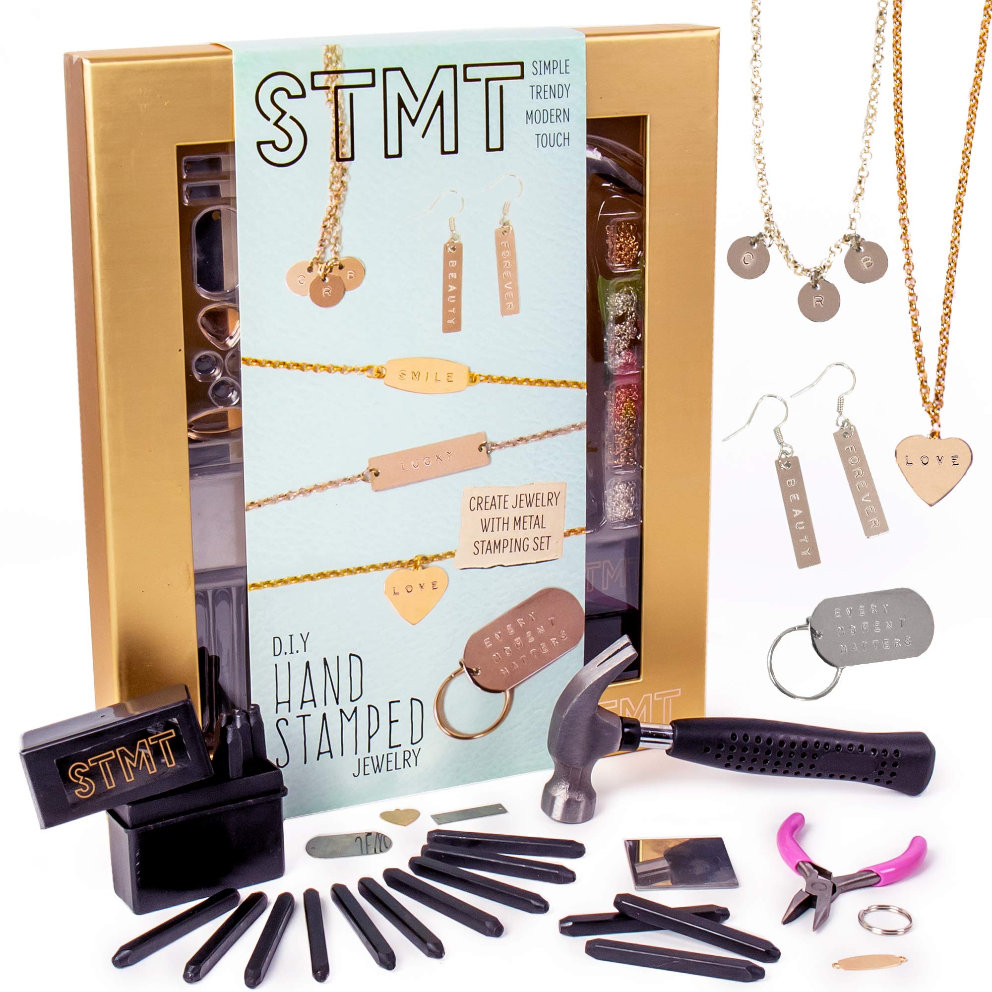 STMT D.I.Y. Hand Stamped , DIY Personalized Stamp Jewelry, Great Teenage Birthday Gift, Unique Handmade Jewelry & Name Plates, Bead Kits for Kids,