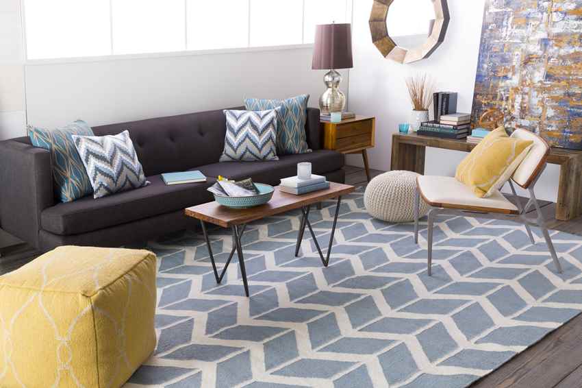 Dyer Modern Blue/White Area Rug