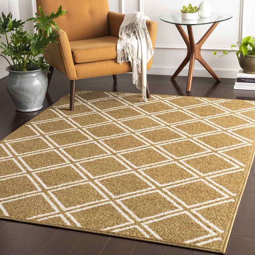 Gaastmeer Modern Tan/White Area Rug