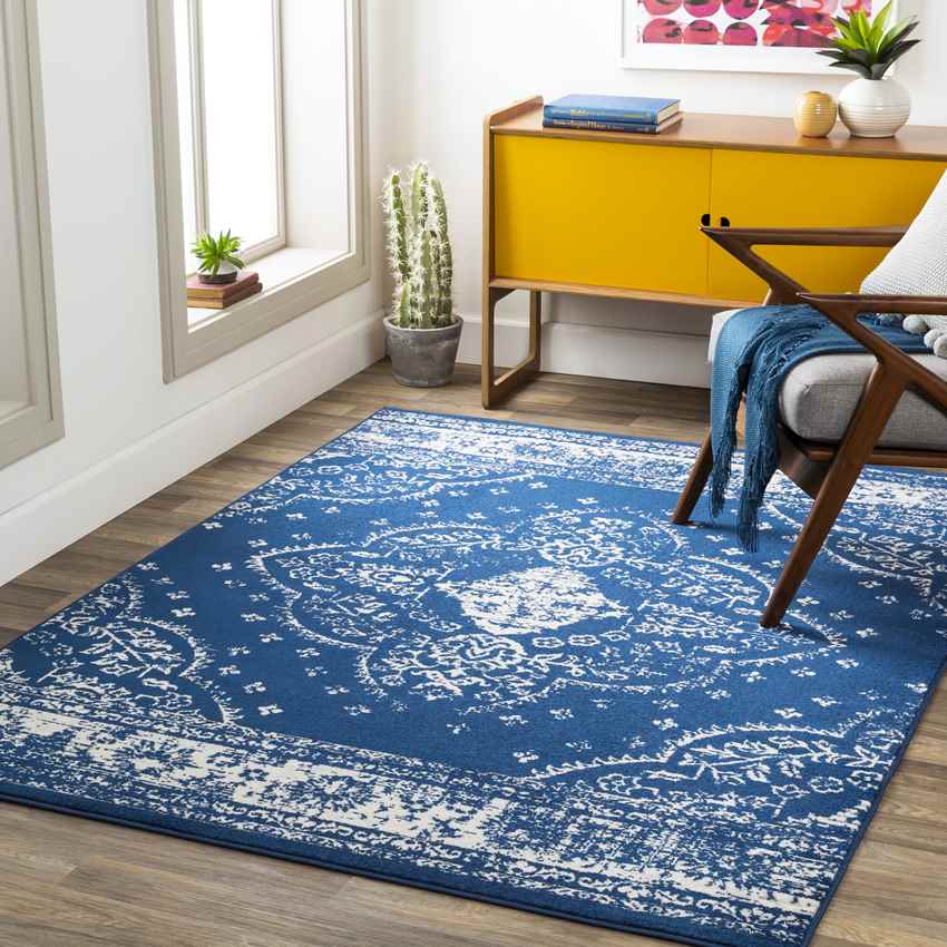 Blauwhuis Traditional Dark Blue Area Rug