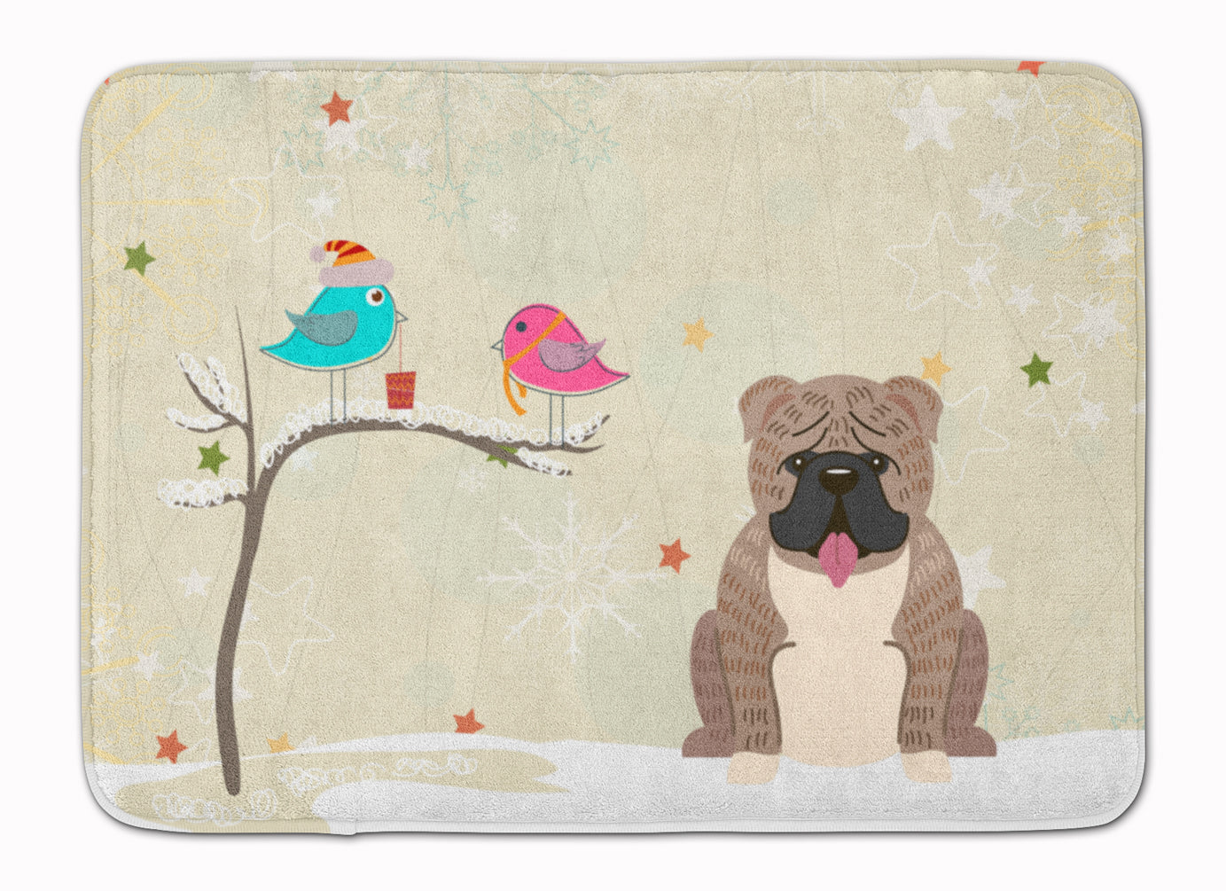 Christmas Presents between Friends English Bulldog Grey Brindle  Machine Washable Memory Foam Mat BB2598RUG