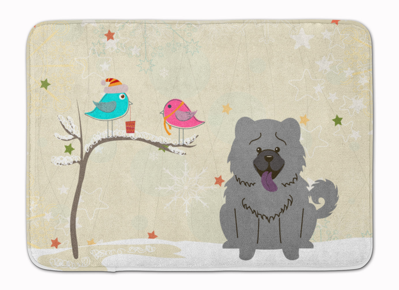 Christmas Presents between Friends Chow Chow Blue Machine Washable Memory Foam Mat BB2611RUG