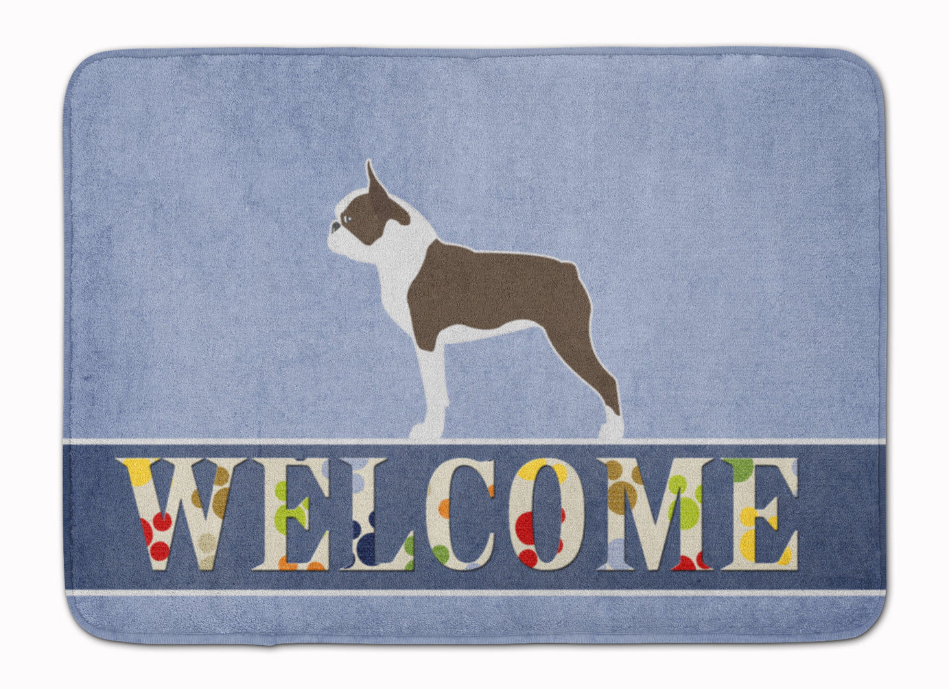 Boston Terrier Welcome Machine Washable Memory Foam Mat BB5548RUG