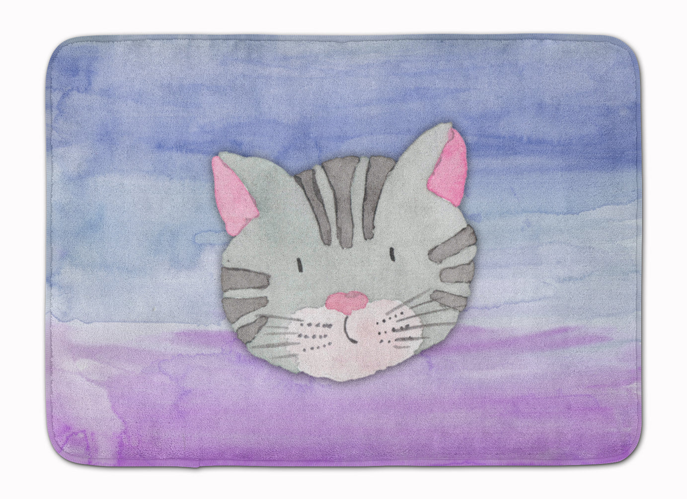 Cat Face Watercolor Machine Washable Memory Foam Mat BB7355RUG