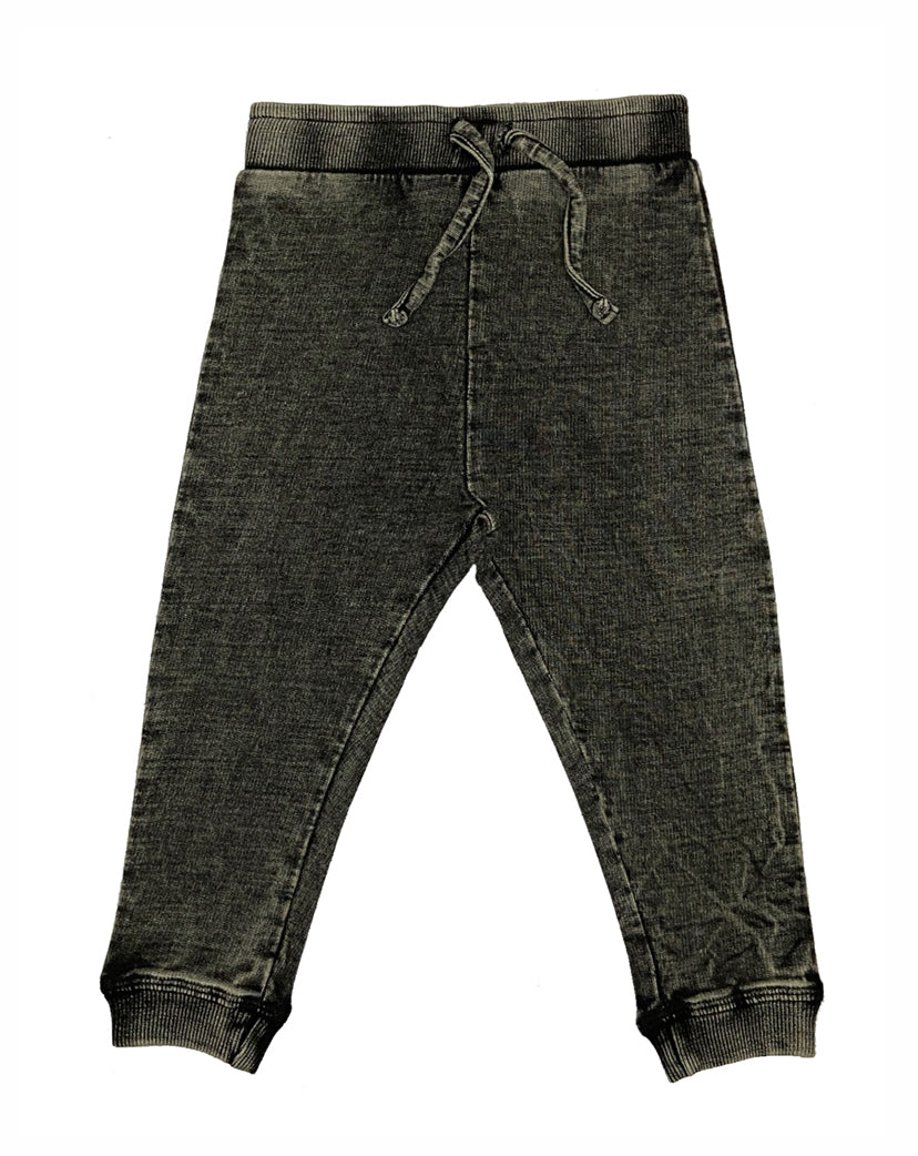 Kids Denim Knit Jogger Pants – Black Denim