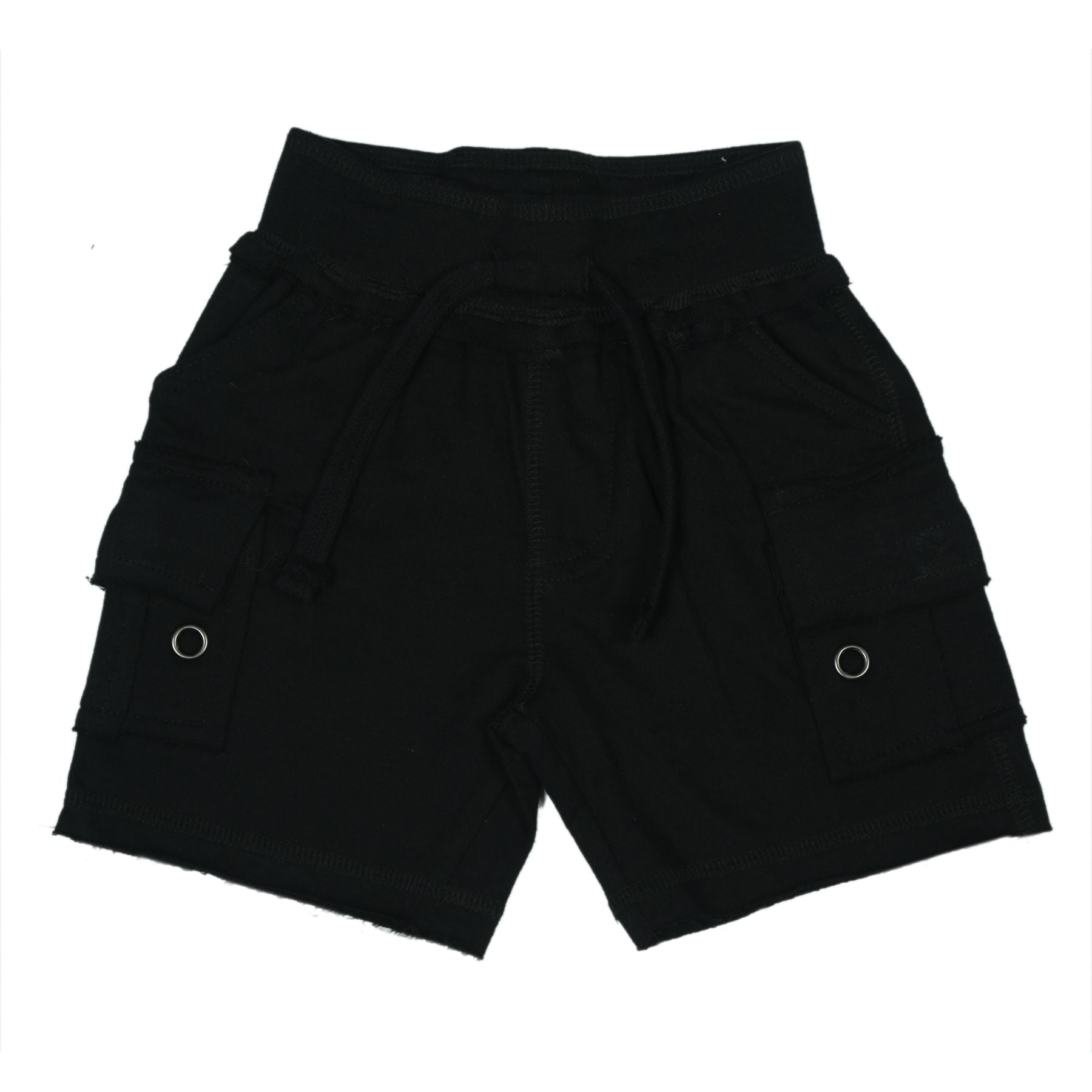 Kids Solid Cargo Shorts – Black