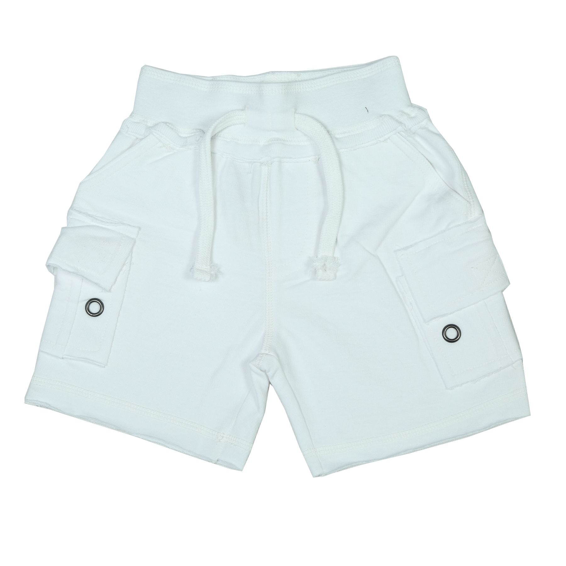 Kids Solid Cargo Shorts – White