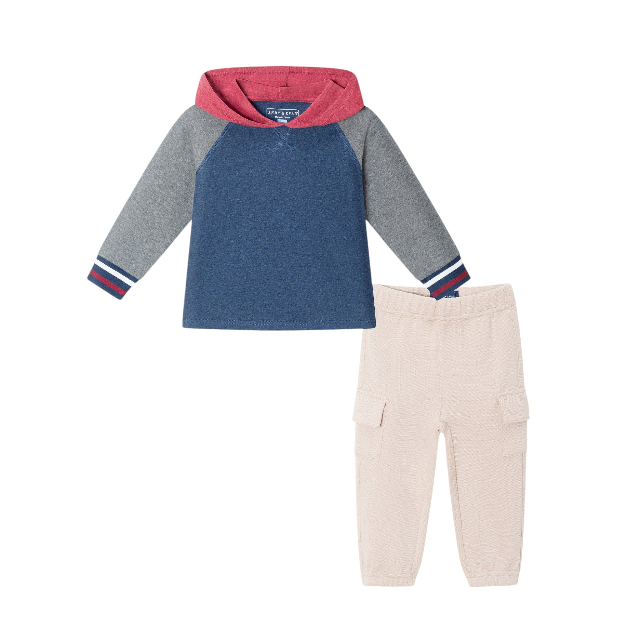 Infant Hooded Jersey Tee & Jogger Set | Red, Navy, Heather Grey