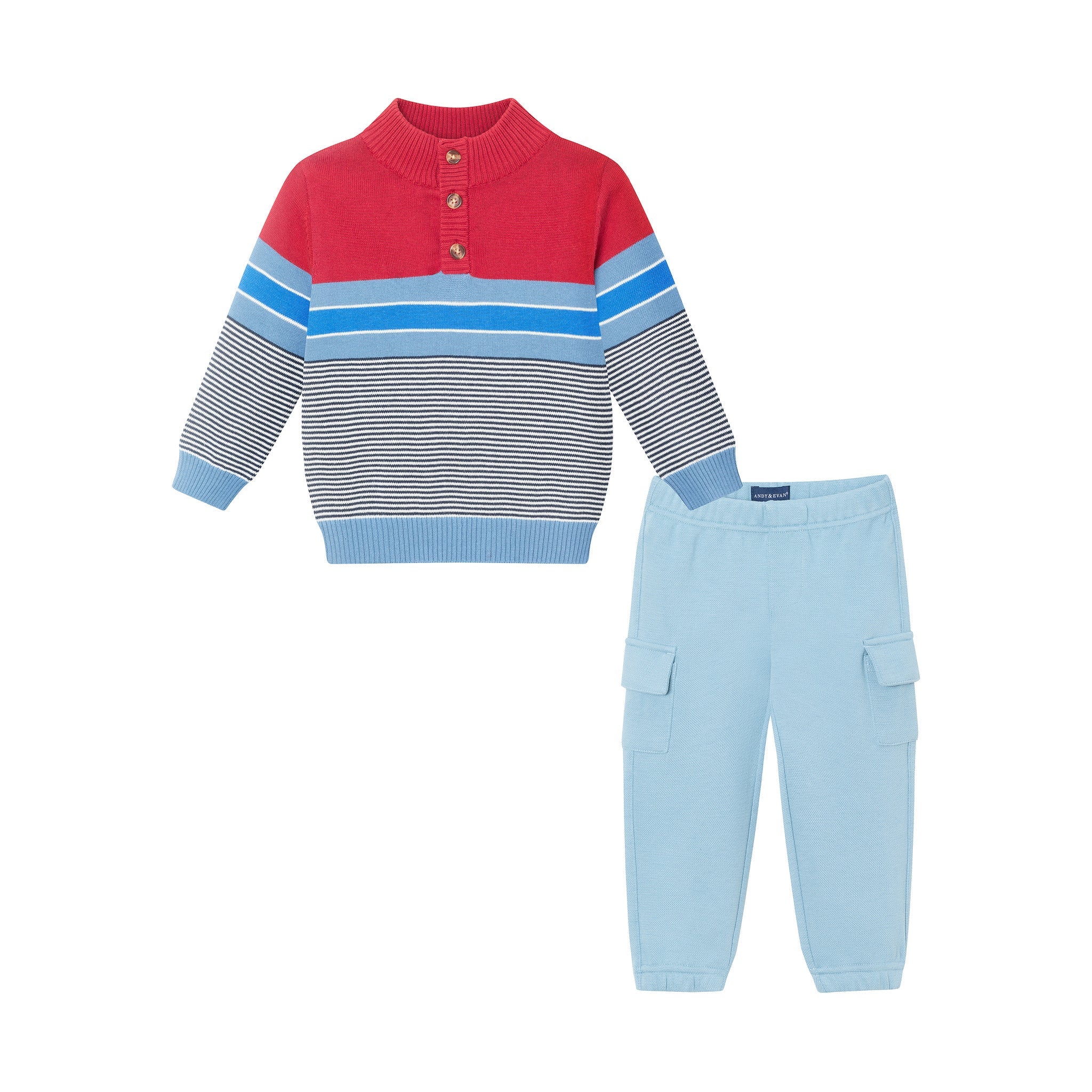 Infant Red/blue Striped Sweater & Jogger Set