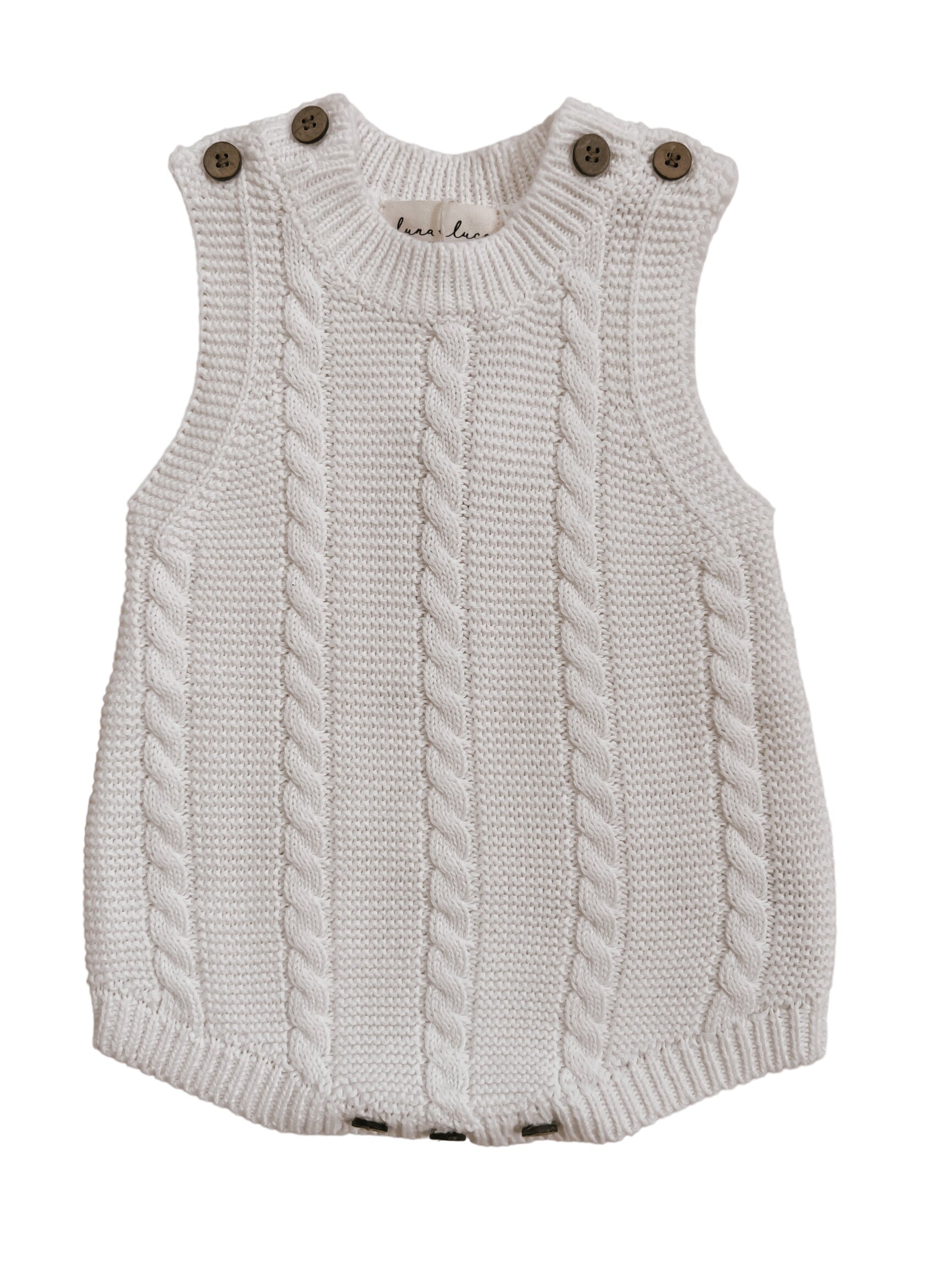 Cable Knit Summer Romper – White