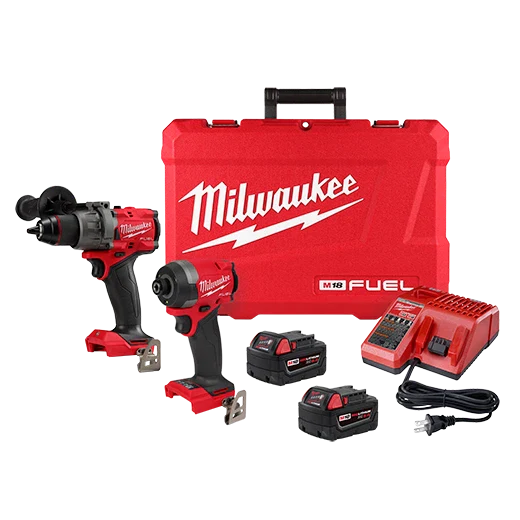 Milwaukee 3697-22 M18 FUEL™ 2-Tool Combo Kit – Hammer Drill and Impact Driver With 2 Batteries and Charger