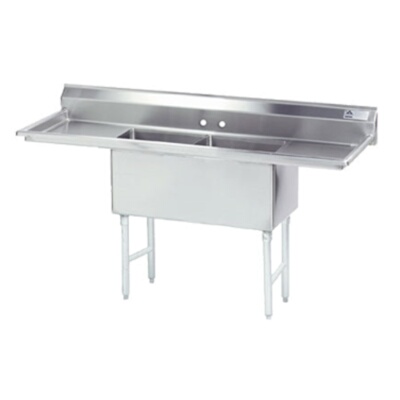 Advance Tabco FS-2-3024-24RL – Two Compartment Sink, 108″W x 29-1/2″D, 24″ right & left drainboards