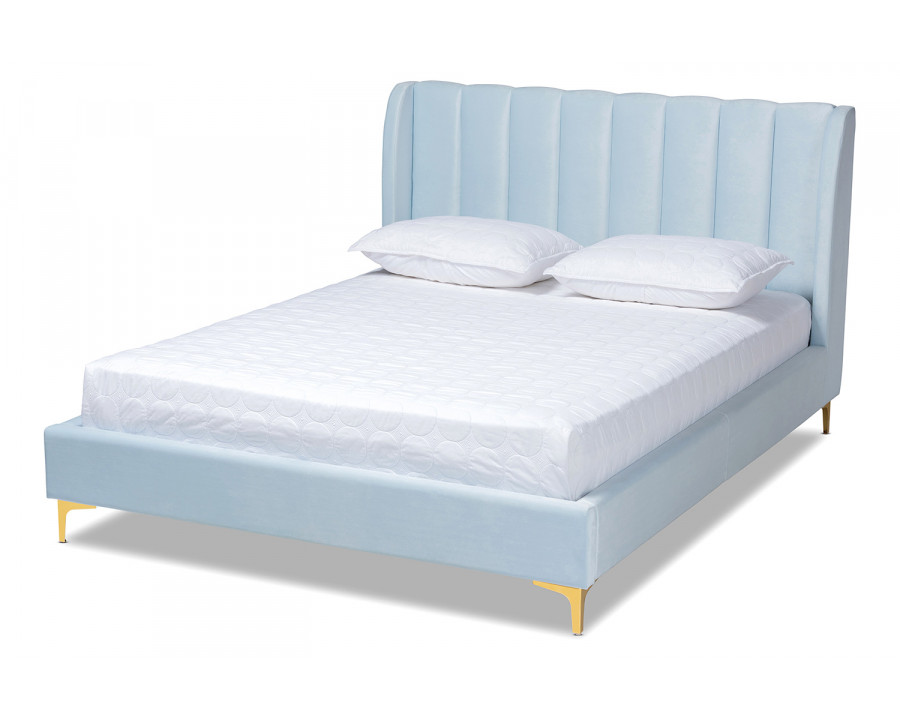 Baxton – Saverio Glam Platform Bed with Gold-Tone Legs