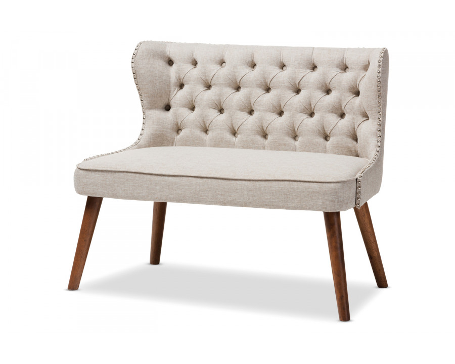 Baxton – Scarlett Mid-Century Modern Brown 2-Seater Loveseat Settee