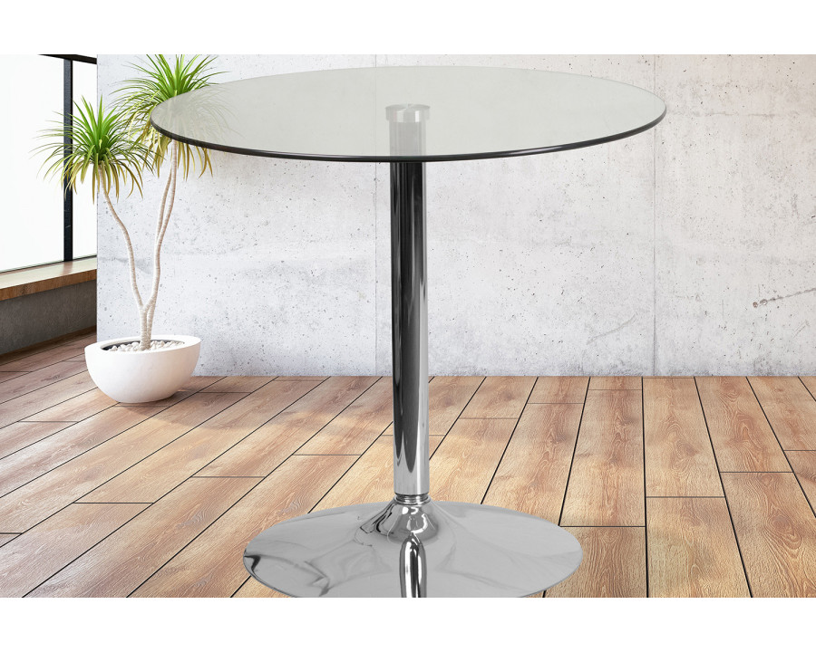 BLNK – Hills Round Glass Table with Chrome Base