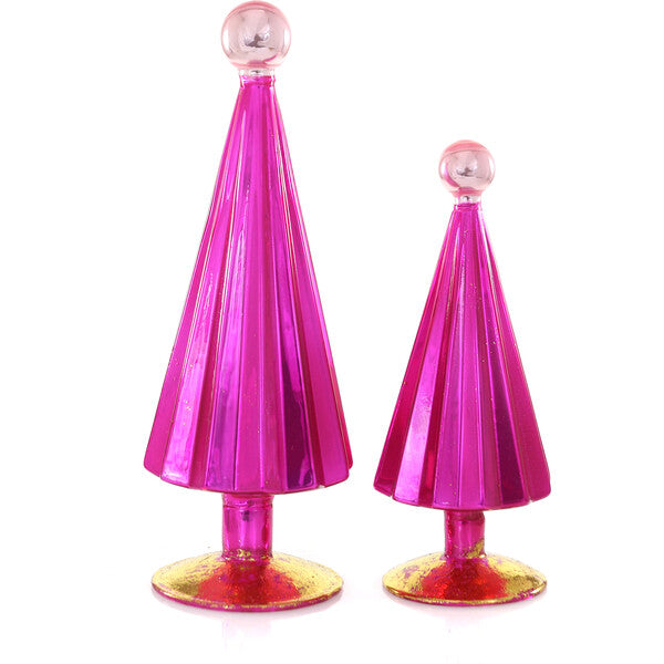 Small Pleated Tree, Fuchsia Pink Set Of 2