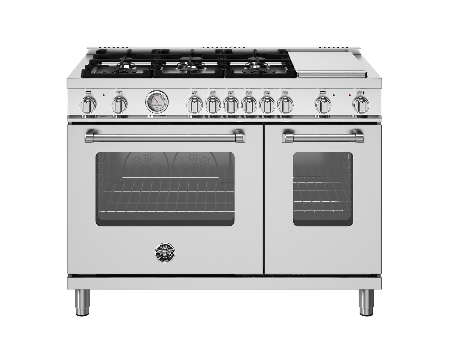 48 inch Dual Fuel Range, 6 Burners and Griddle, Electric Oven Stainless Steel