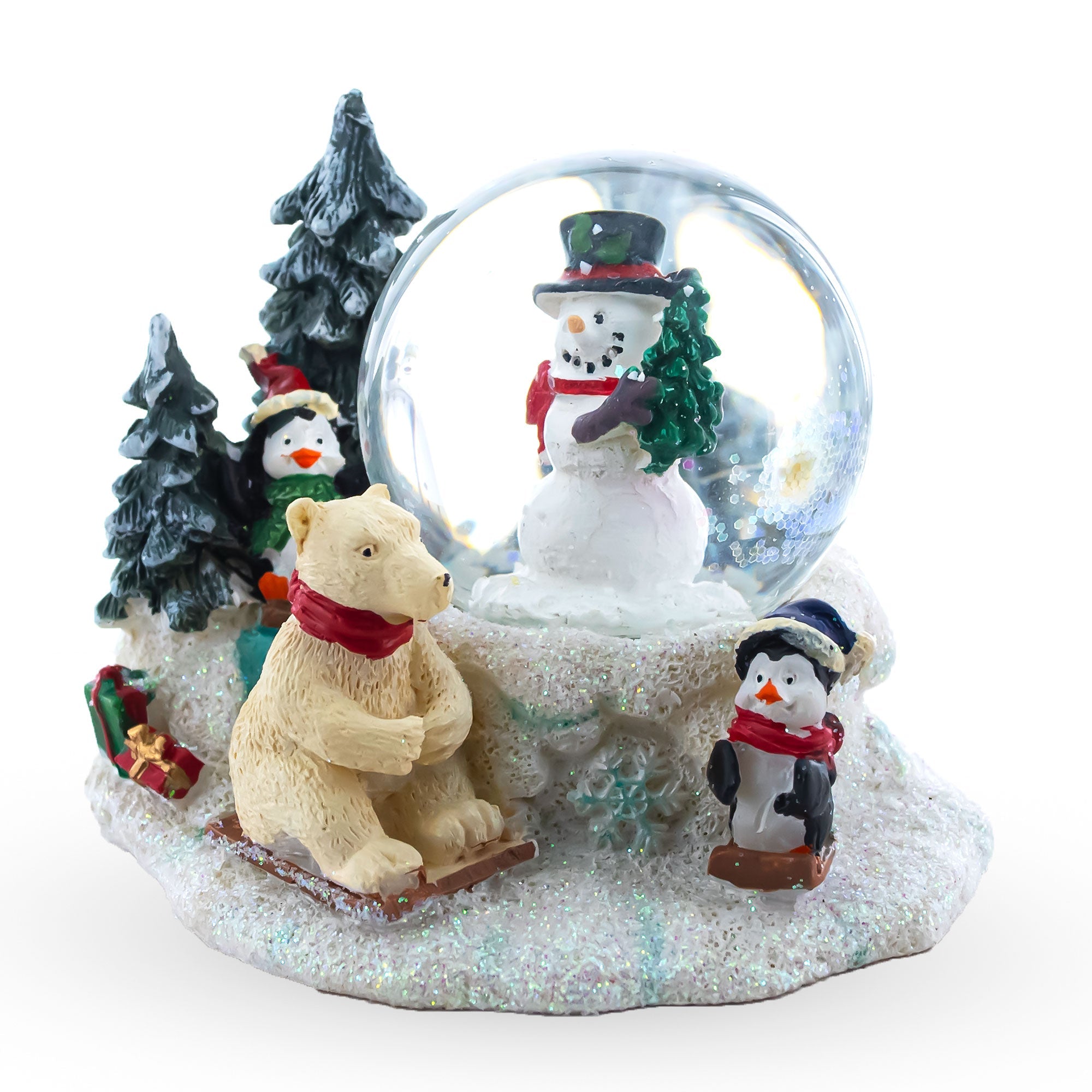 Arctic Animals Mini Water Snow Globe: Snowman, Polar Bear And Penguins