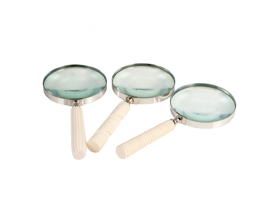 Sagebrook – 4″ Metal/Resin Asrted Handle Magnifying Glass (Set Of 3)