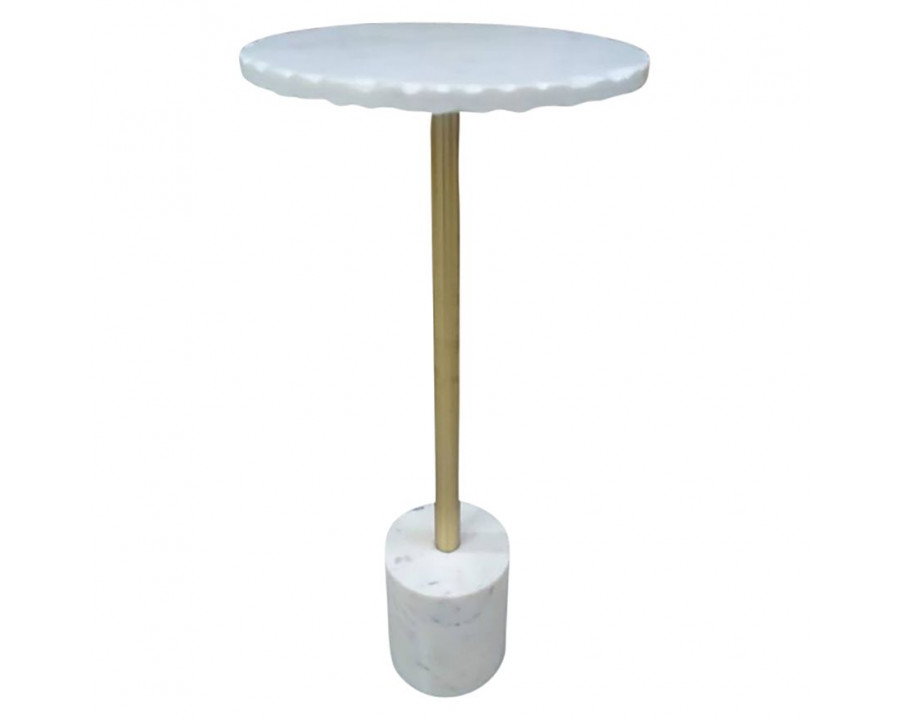 Sagebrook – Marble Top Rough Edge Marble Base Accent Table in White/Gold