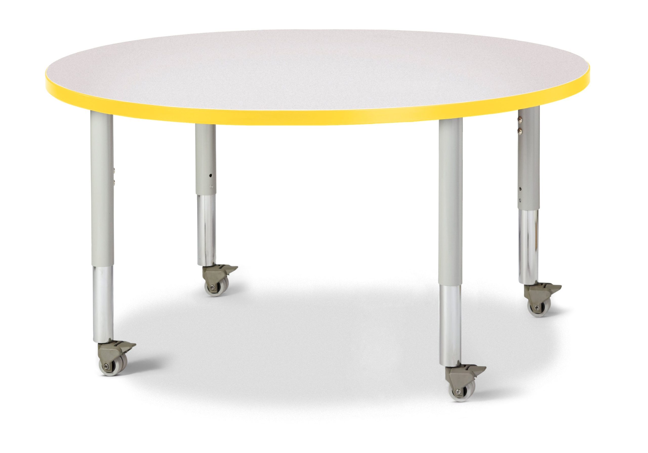 Berries Round Activity Table – 42″ Diameter, Mobile – Gray/Yellow/Gray