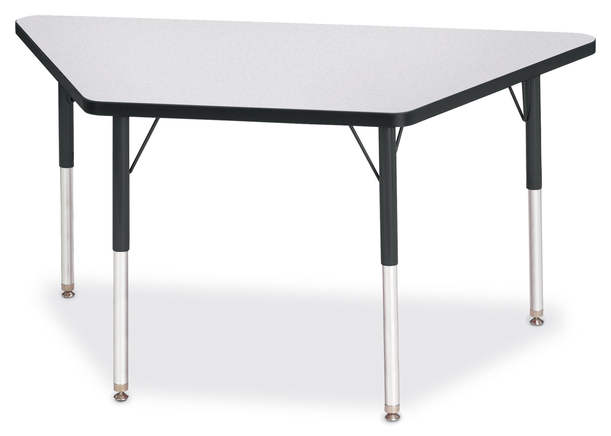 Berries Trapezoid Activity Tables – 24″ X 48″, A-height – Gray/Black/Black