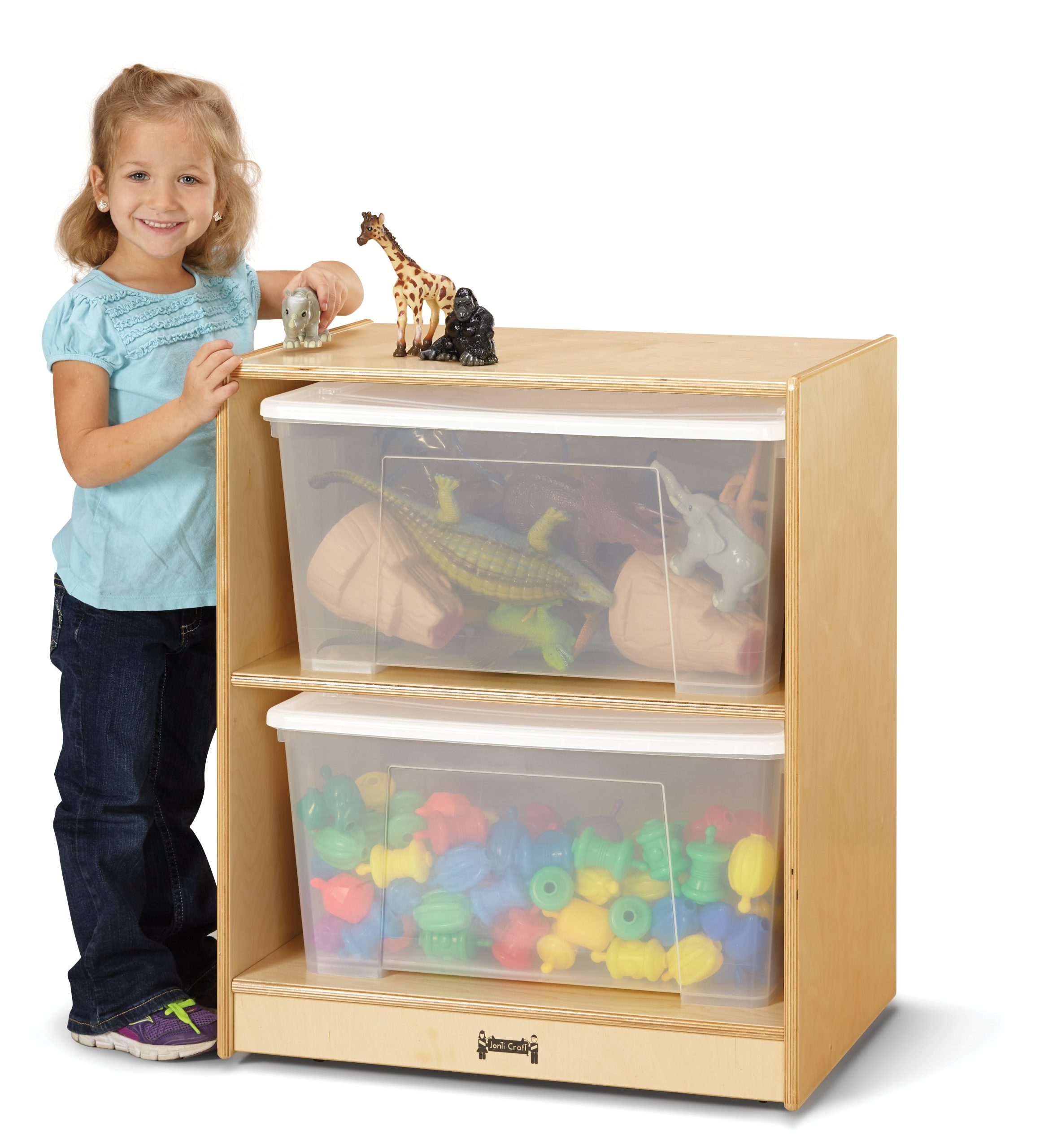 Jonti-Craft Space-Saver Jumbo Tote Storage – with Clear Totes + Lids