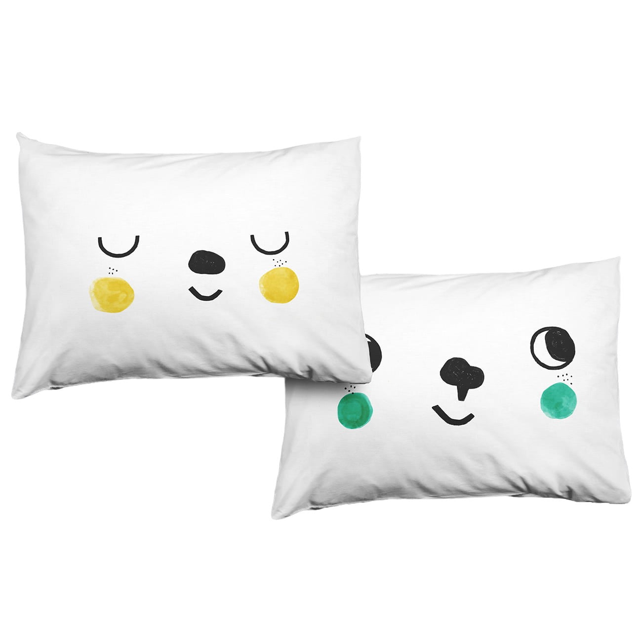 2-pack Happy Faces Standard Size Pillowcases