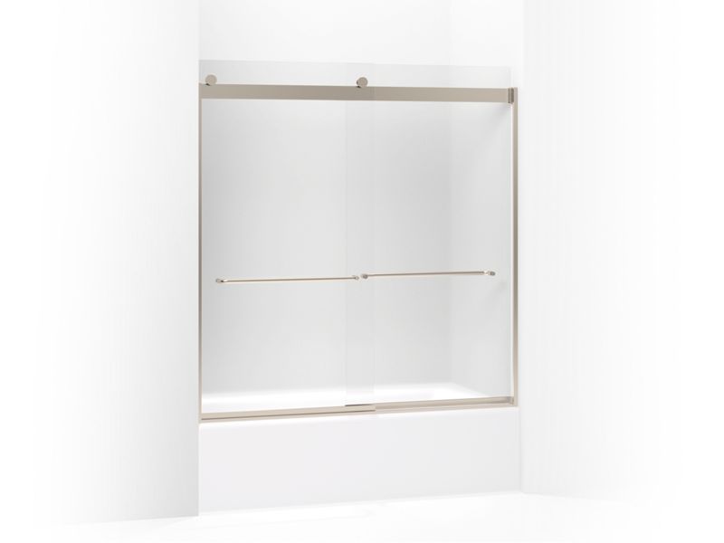 KOHLER K-706004-D3 Levity Sliding bath door, 62″ H x 56-5/8 – 59-5/8″ W, with 1/4″ thick Frosted glass