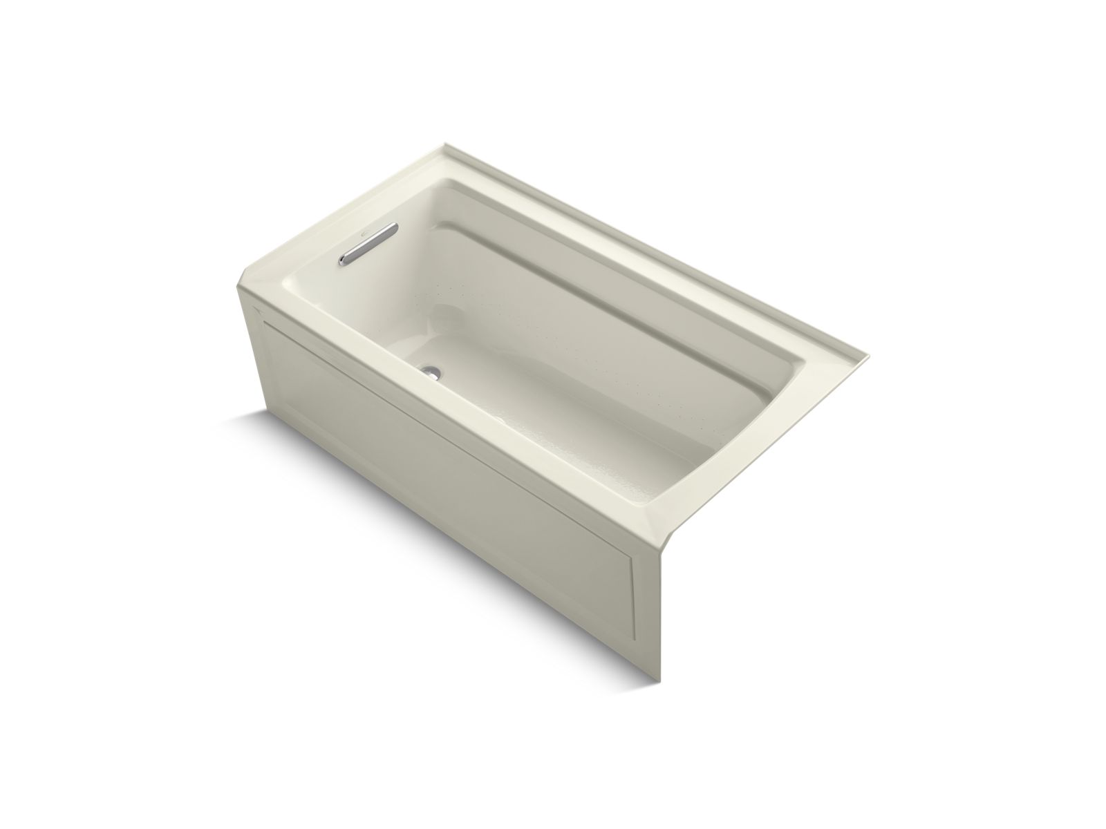 KOHLER K-1122-GHLA-96 Archer 60″ X 32″ Alcove Heated Bubblemassage Air Bath, Left Drain In Biscuit