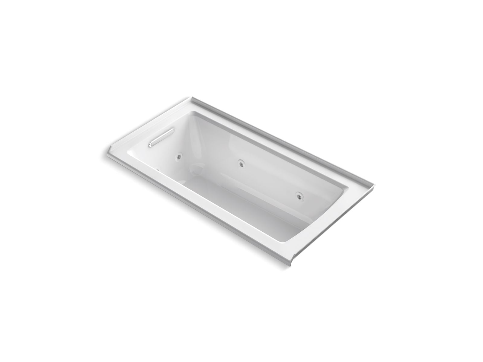 KOHLER K-1947-LH-0 Archer 60″ X 30″ Alcove Heated Whirlpool Bath, Left Drain In White