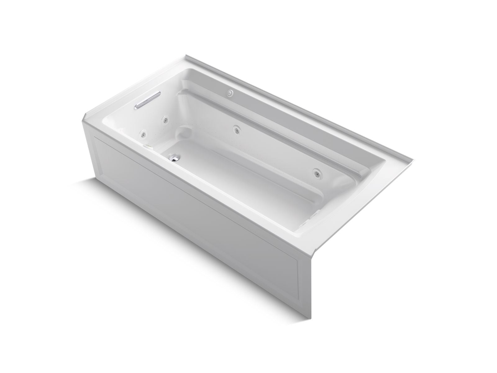 KOHLER K-1124-XGHLA-0 Archer 72″ X 36″ Alcove Heated Bubblemassage Air Bath And Whirlpool, Left Drain In White