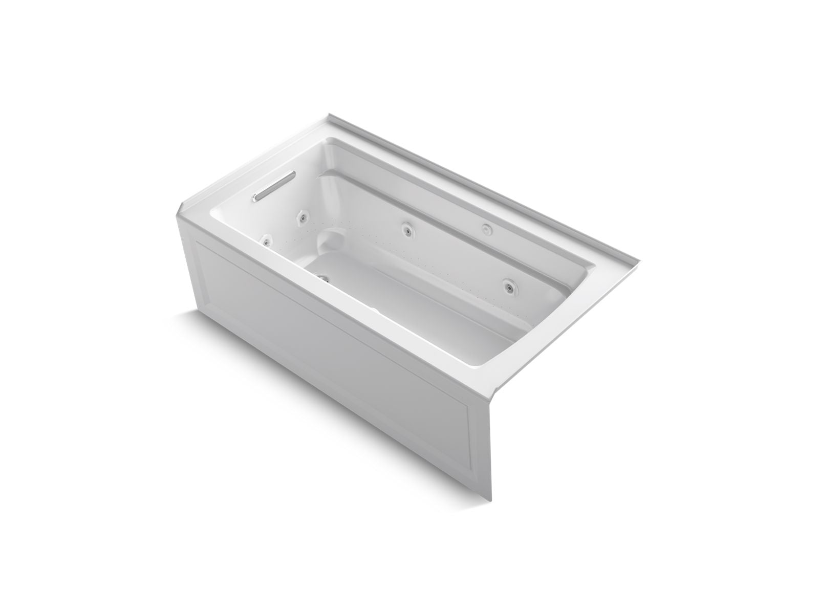 KOHLER K-1122-XGHLA-0 Archer 60″ X 32″ Alcove Heated Bubblemassage Air Bath And Whirlpool, Left Drain In White