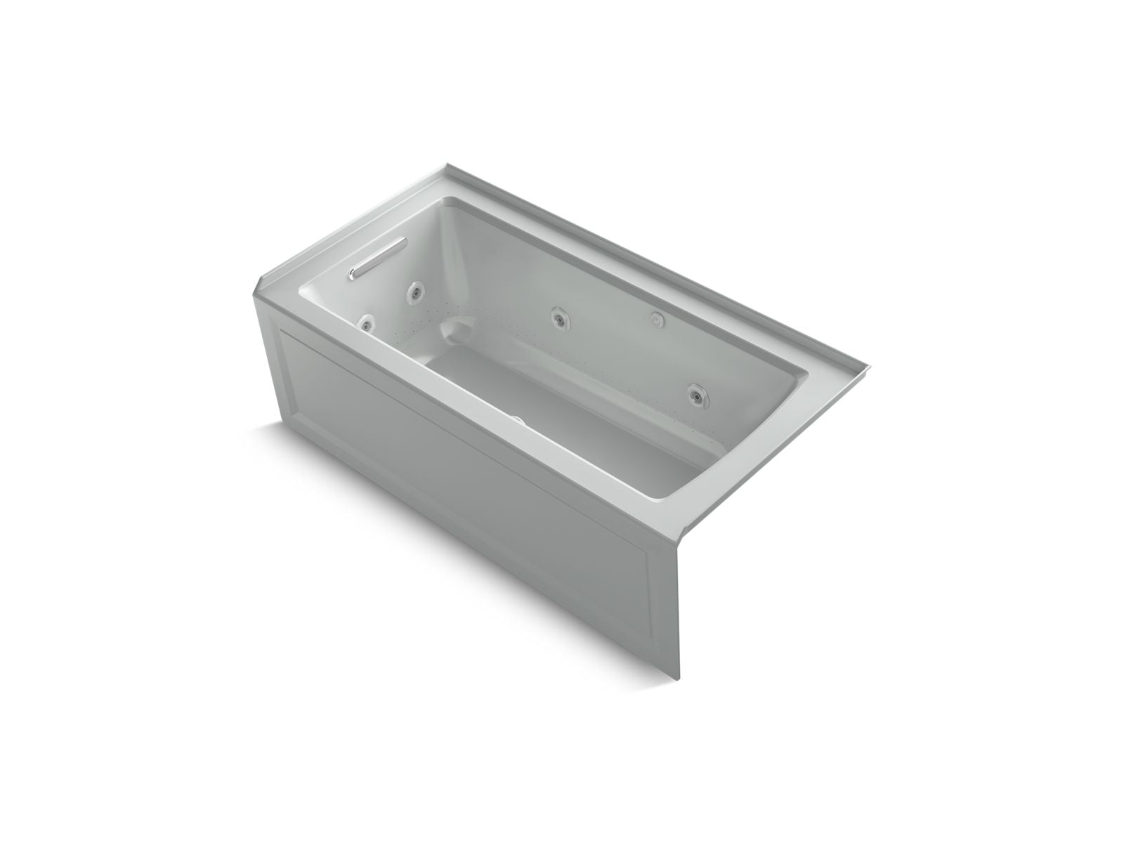 KOHLER K-1947-XGHLA-95 Archer 60″ X 30″ Alcove Heated Bubblemassage Air Bath And Whirlpool, Left Drain In Ice Grey