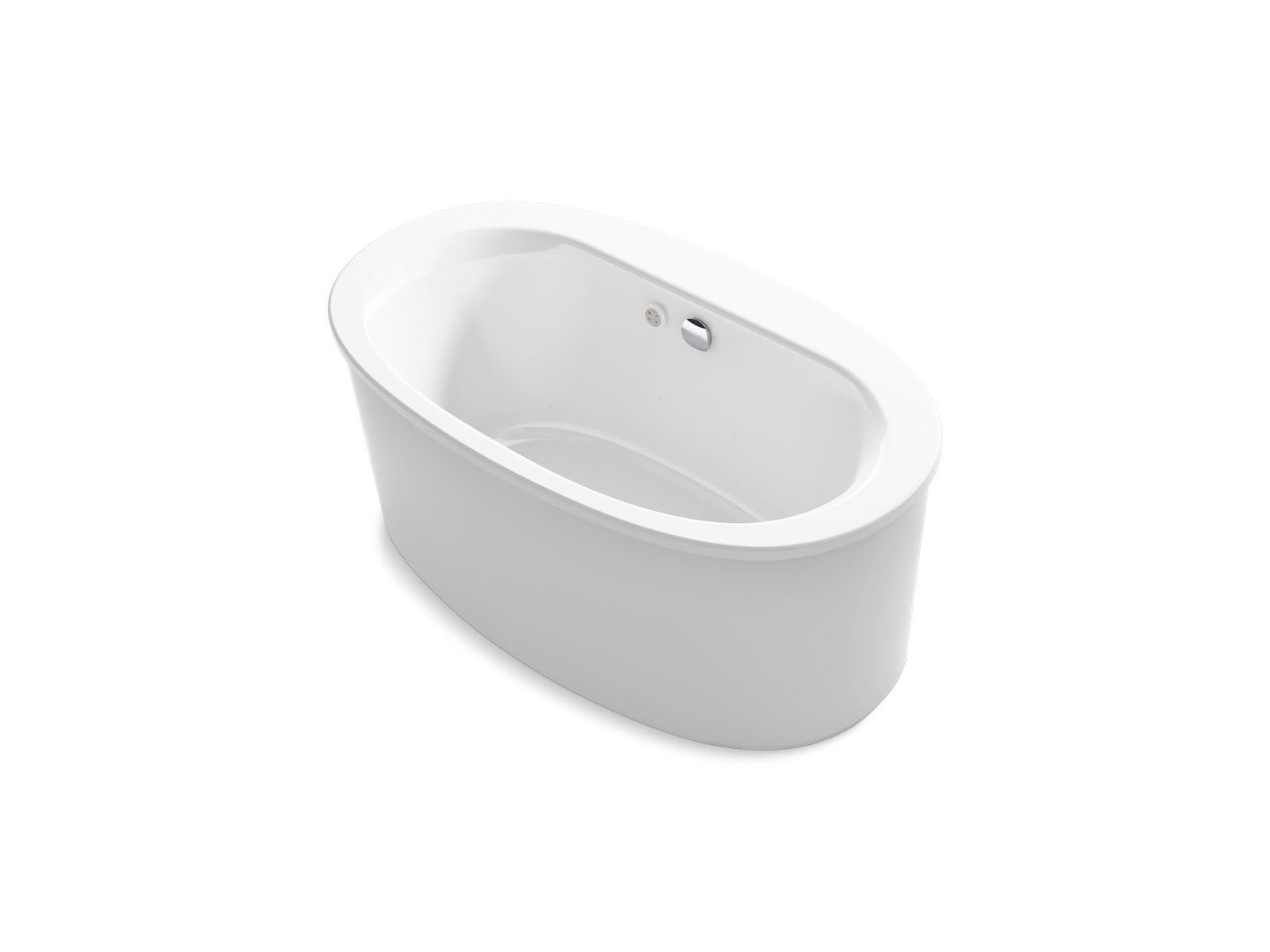 KOHLER K-24008-GH-0 Sunstruck 60-1/2″ X 34-1/2″ Freestanding Heated Bubblemassage Air Bath With Straight Shroud In White